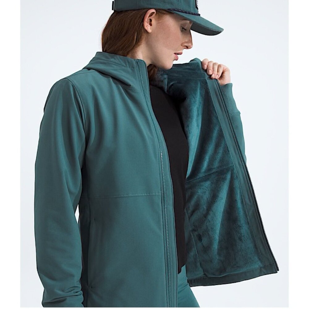 Womens The North Face Shelbe Raschel Hooded Fleece Jacket Green Medium NEW - Picture 3 of 8